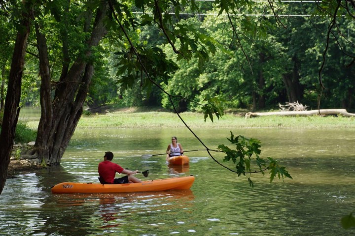 a man riding on the back of a boat in a body of water