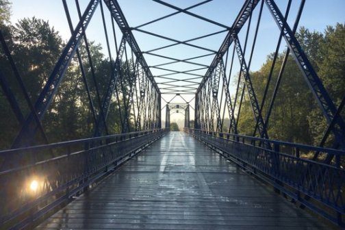a long bridge over some water