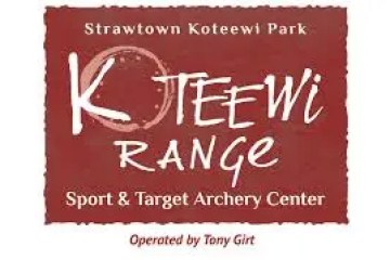 Koteewi Range sign for Sport & Target Archery Center, with red background.